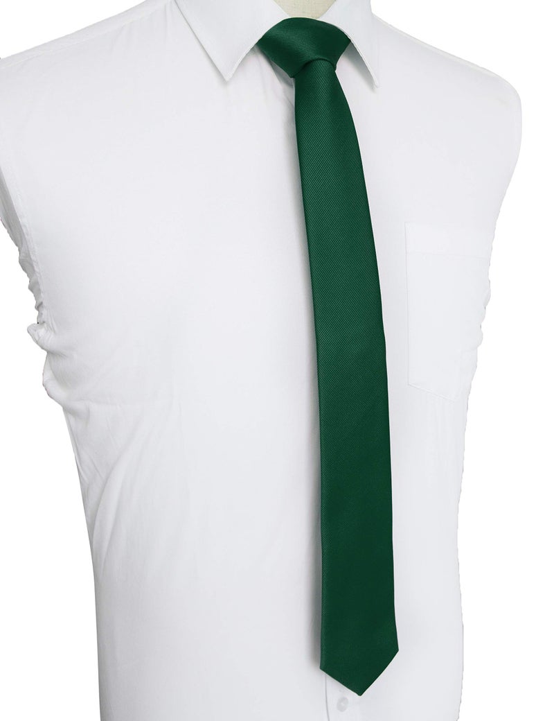 JEMYGINS 2.4" Green Tie Silk Skinny Ties for Men Slim Necktie(2) - Image 2